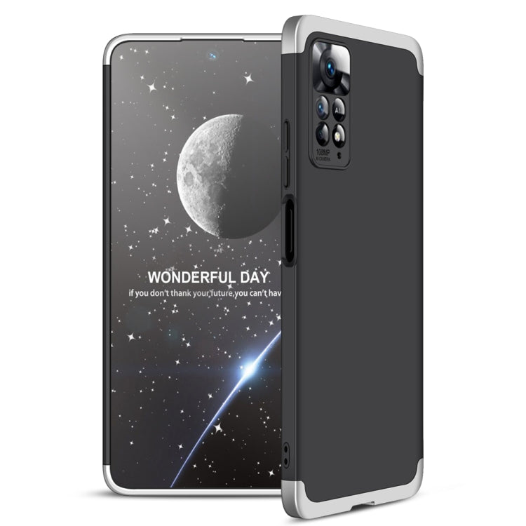 Protective GKK Three Stage Splicing Full Coverage PC Case for Xiaomi Redmi Note 11 Pro (Black Silver)