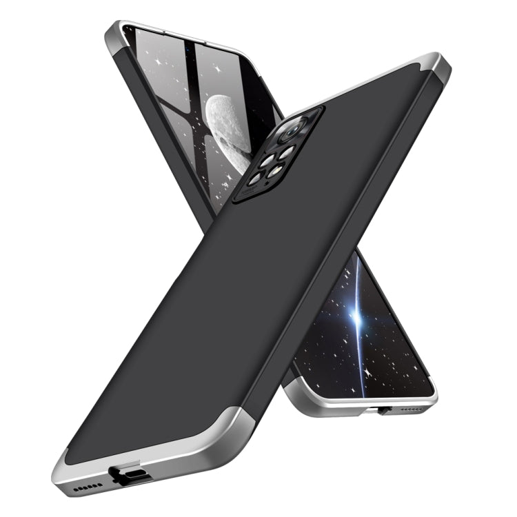 Protective GKK Three Stage Splicing Full Coverage PC Case for Xiaomi Redmi Note 11 Pro (Black Silver)