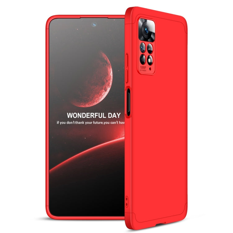 Three Stage Splicing Full Coverage PC Case for Xiaomi Redmi Note 11 Pro 4G / 5G Global (Red)