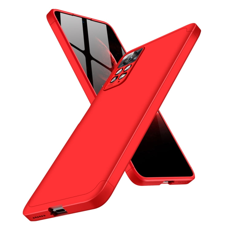 Three Stage Splicing Full Coverage PC Case for Xiaomi Redmi Note 11 Pro 4G / 5G Global (Red)