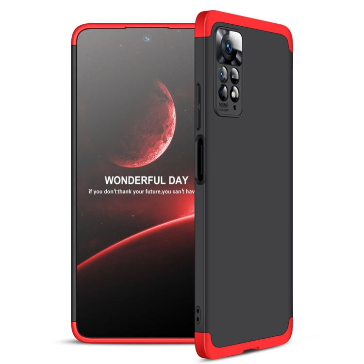 GKK Three Stage Splicing Full Coverage PC Case for Xiaomi Redmi Note 11 Pro 4G / 5G Global (Black Red)