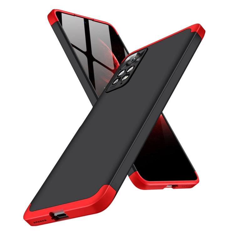 GKK Three Stage Splicing Full Coverage PC Case for Xiaomi Redmi Note 11 Pro 4G / 5G Global (Black Red)