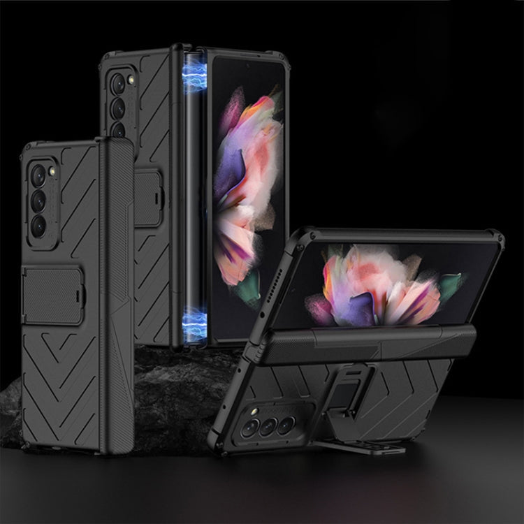 GKK Integrated Magnetic Armor Flip Phone Case for Samsung Galaxy Z Fold2 5G (Black)