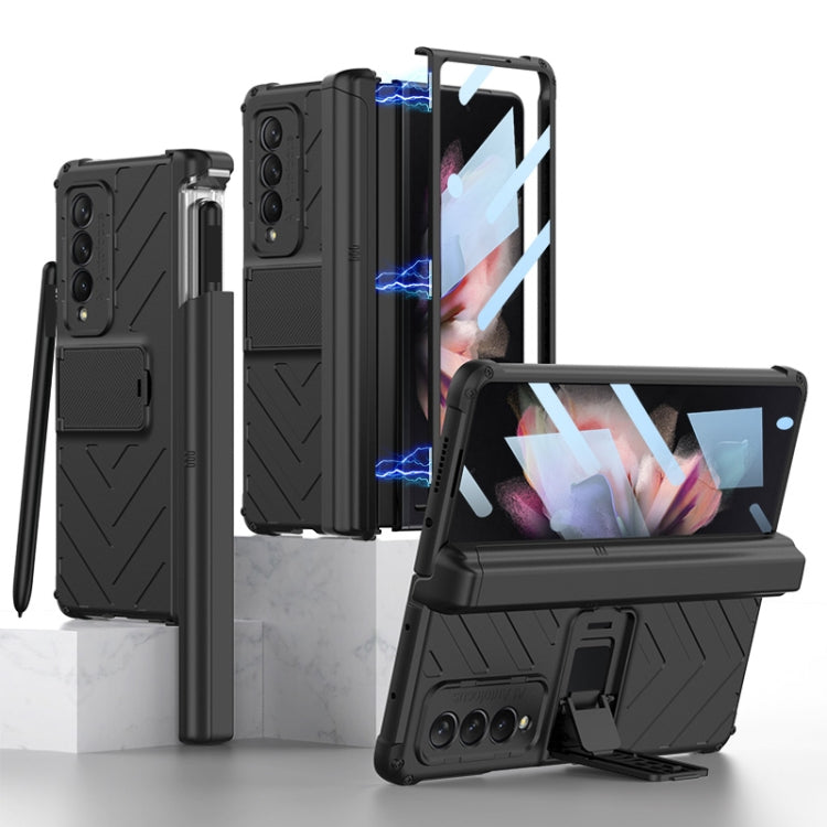 Samsung Galaxy Z Fold3 5G GKK Magnetic Armor Flip Phone Case With Pen Box (Black)