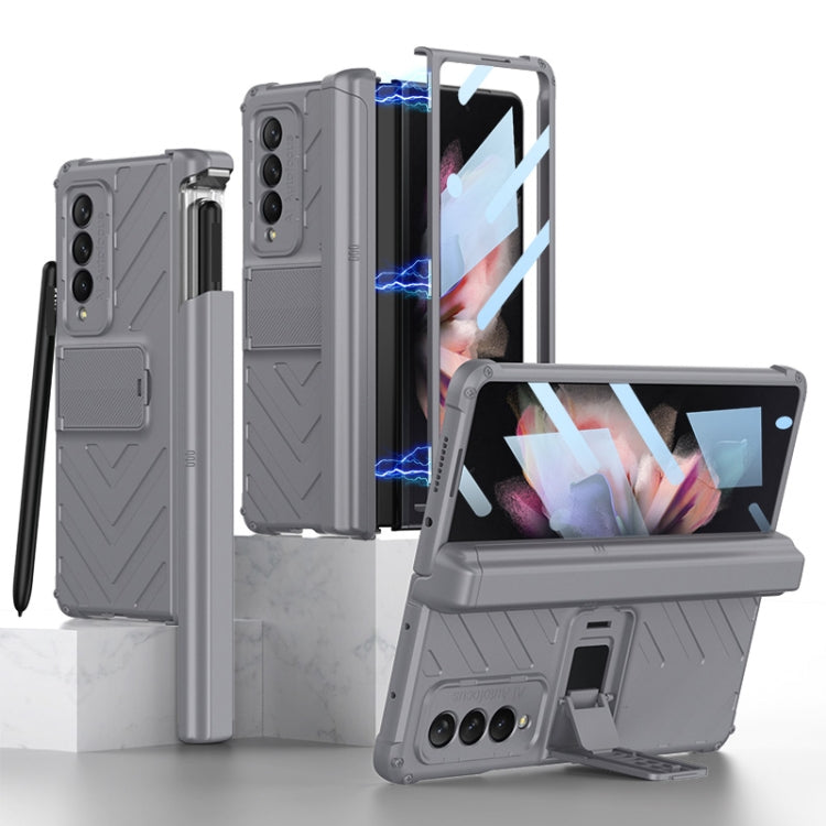 GKK Integrated Magnetic Armor Flip Phone Case for Samsung Galaxy Z Fold3 5G (Grey)