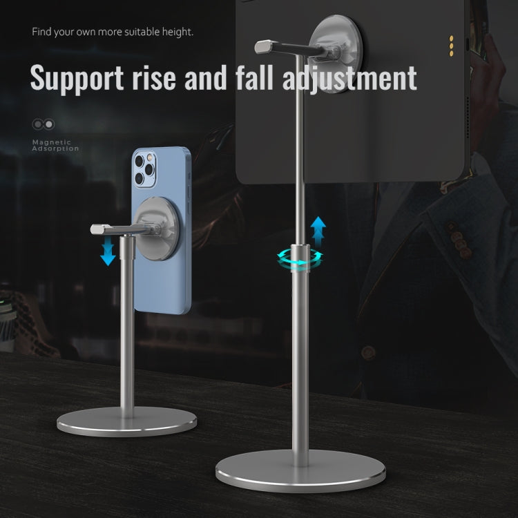 Adjustable Magnetic Mobile Phone and Tablet Desktop Holder in Silver