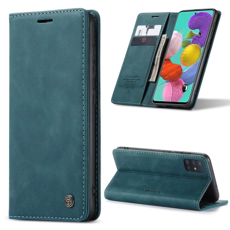 Blue Horizontal Flip Leather Case with Card Slot & Wallet for Galaxy A51