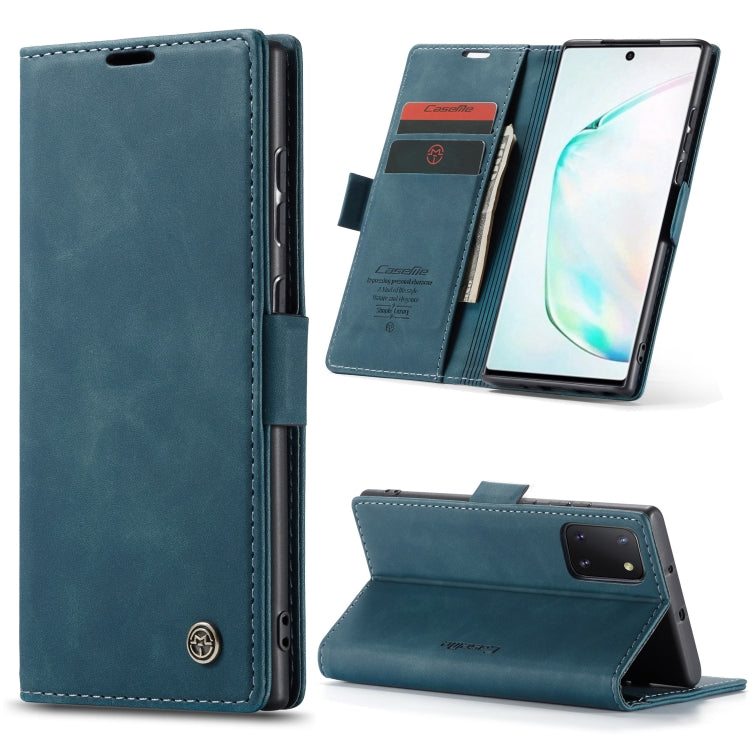 Blue Leather Flip Case with Card Slots for Galaxy A81/Note 10 Lite
