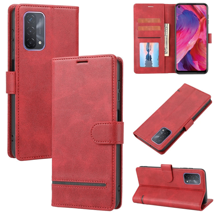 OPPO A54 5G / A74 5G / A93 5G Classic Red Leather Wallet Phone Case