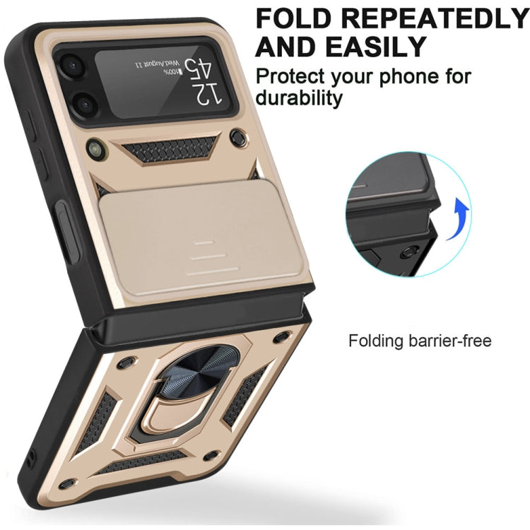 Samsung Galaxy Z Flip4 Sliding Camera Cover Phone Case (Gold)
