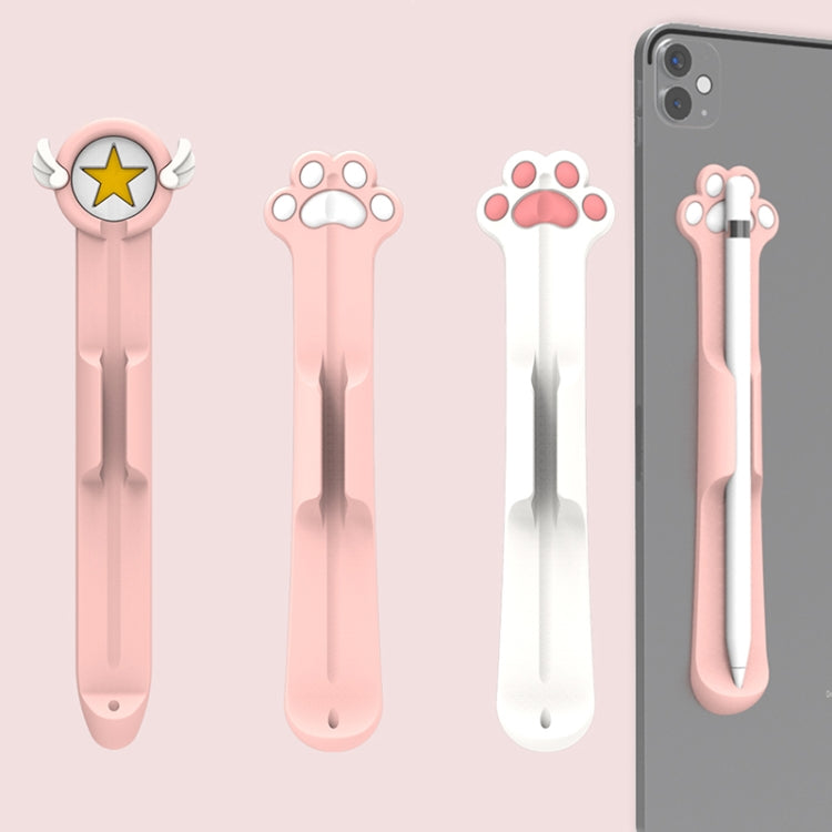 Cartoon Pink Cat Paw Silicone Magnetic Pen Holder for Apple Pencil 1/2