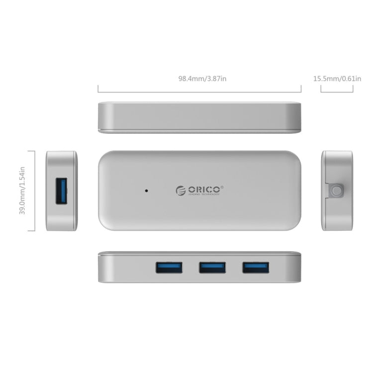 ORICO TC4U-U3 Type-C to USB 3.0 4-Port Silver Expansion HUB