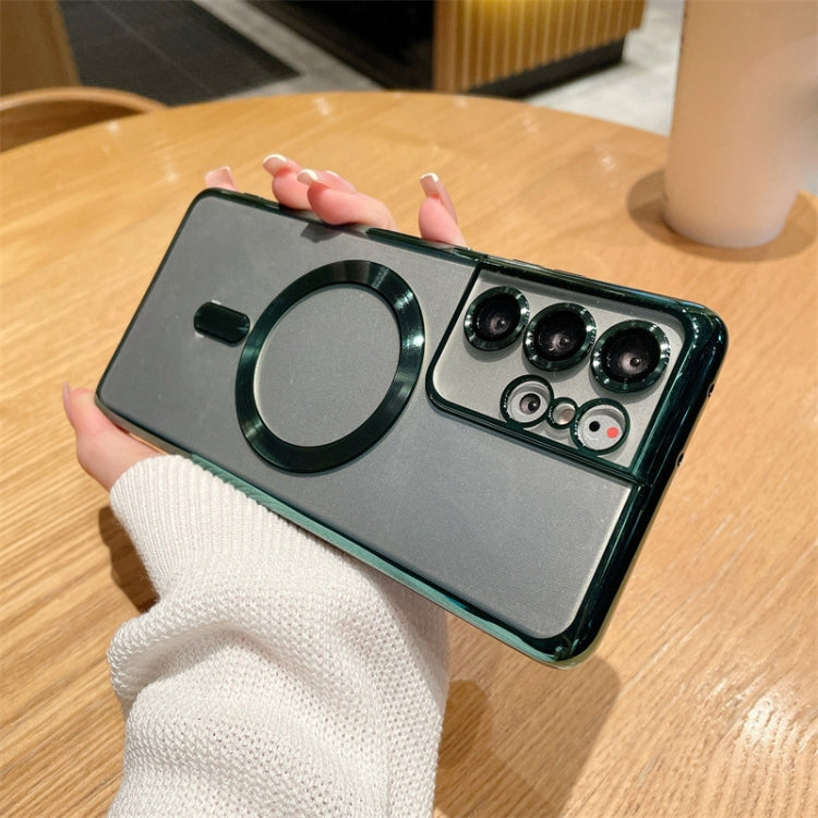 Green TPU Electroplated Magsafe Magnetic Phone Case for Samsung Galaxy S22 Ultra 5G