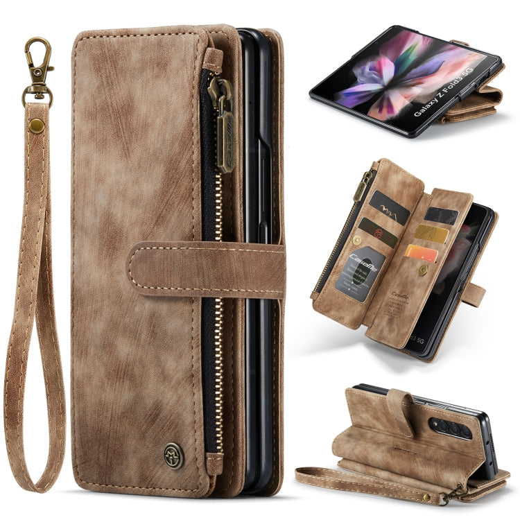 Samsung Galaxy Z Fold3 5G CaseMe C30 Brown Leather Multifunctional Phone Case