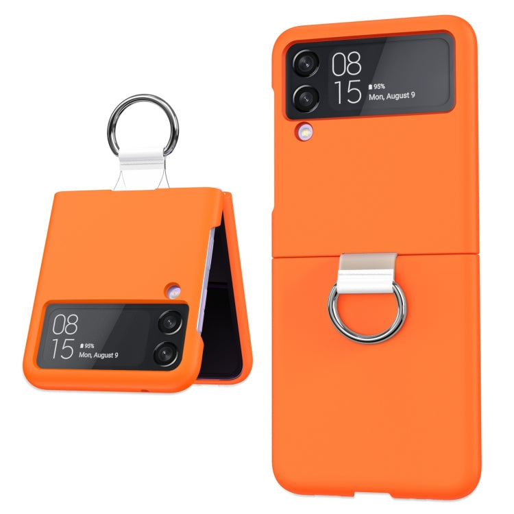 Orange PC PVC Ring Phone Case for Samsung Galaxy Z Flip4 5G