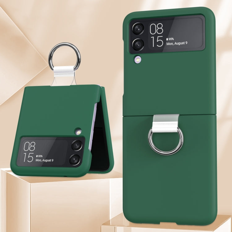 Samsung Galaxy Z Flip4 5G PVC PC Ring Phone Case (Dark Green)