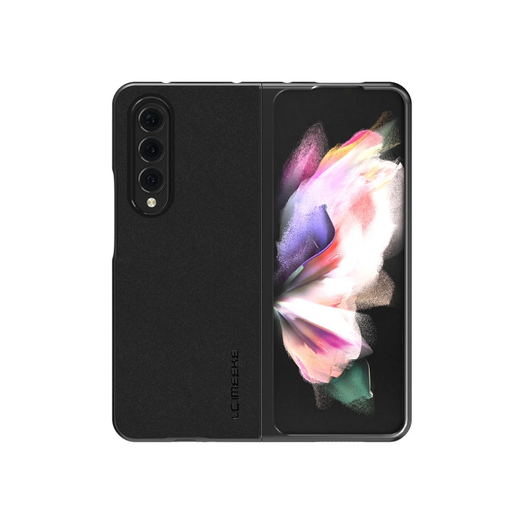 LC.IMEEKE Plain Leather All-inclusive Protective Case for Samsung Galaxy Z Fold4 5G - Black