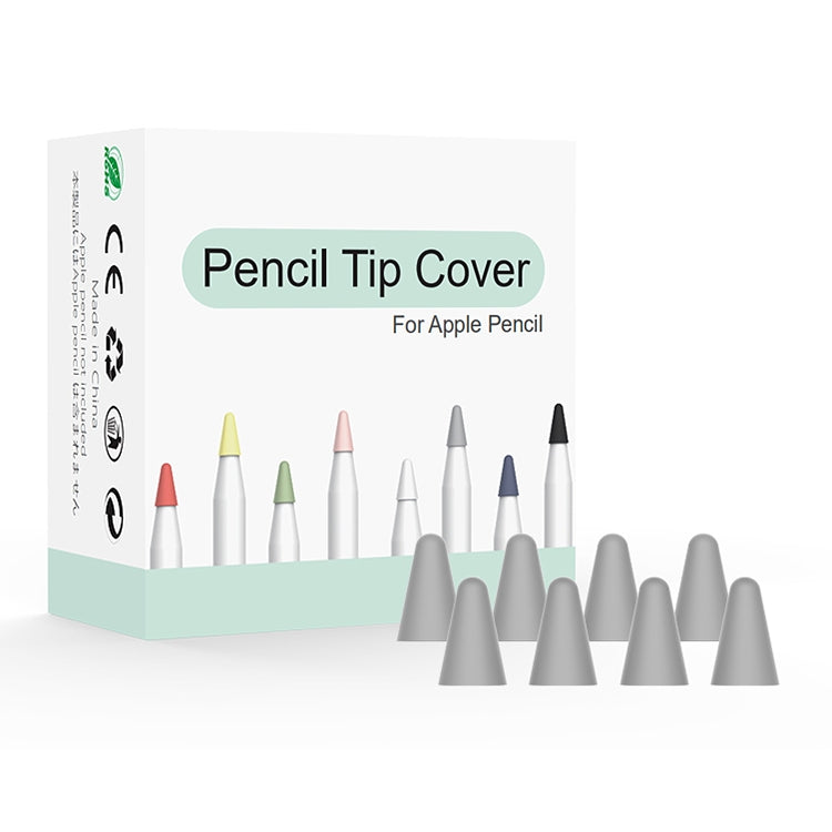 Universal 8-Piece Wearable Stylus Nib Cover Set for Apple Pencil 1 / 2 (Grey)
