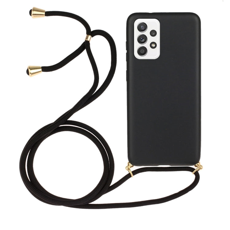 Eco-Friendly Wheat Straw and TPU Protective Case for Samsung Galaxy A33 5G with Lanyard (Black)
