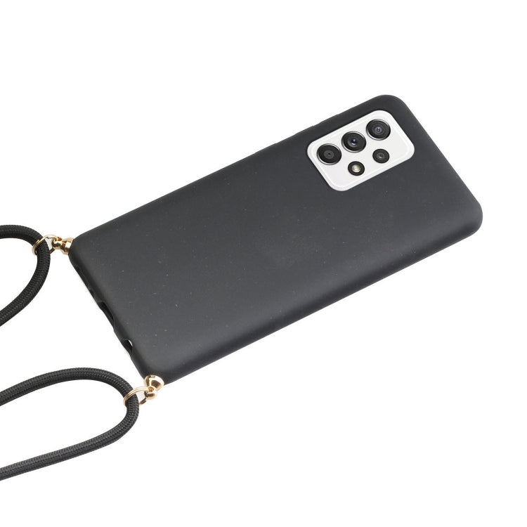 Eco-Friendly Wheat Straw and TPU Protective Case for Samsung Galaxy A33 5G with Lanyard (Black)