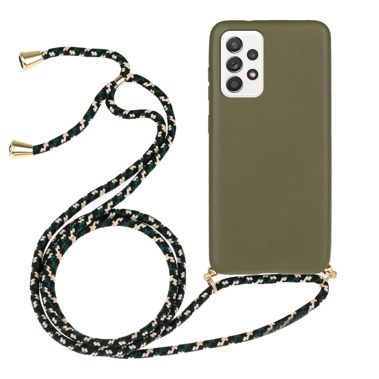 Samsung Galaxy A53 Wheat Straw and TPU Protective Case with Lanyard (Army Green)
