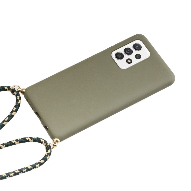 Samsung Galaxy A53 Wheat Straw and TPU Protective Case with Lanyard (Army Green)