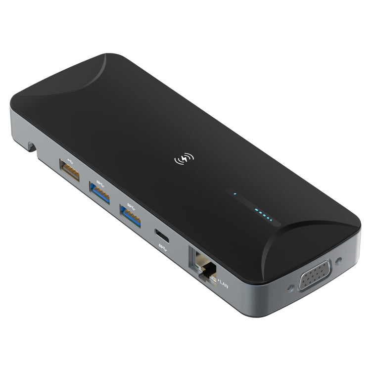 V240 12-in-1 Multifunctional USB-C / Type-C 3.1 Male HUB Docking Station (Black)