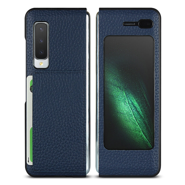 Shockproof Blue Leather Case with Card Slot for Galaxy Fold/W2020