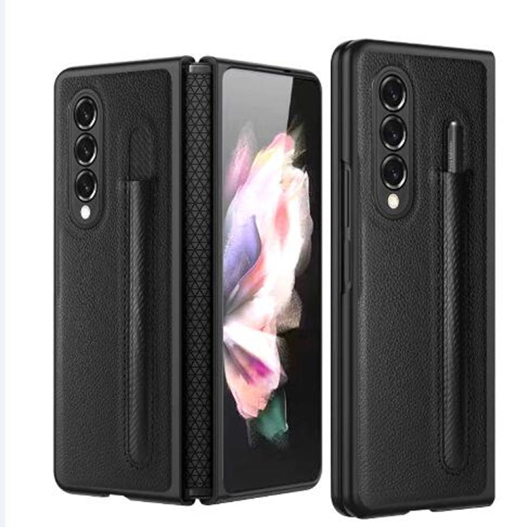 Luxe Black Litchi Texture Hinge Protection Case for Samsung Galaxy Z Fold4