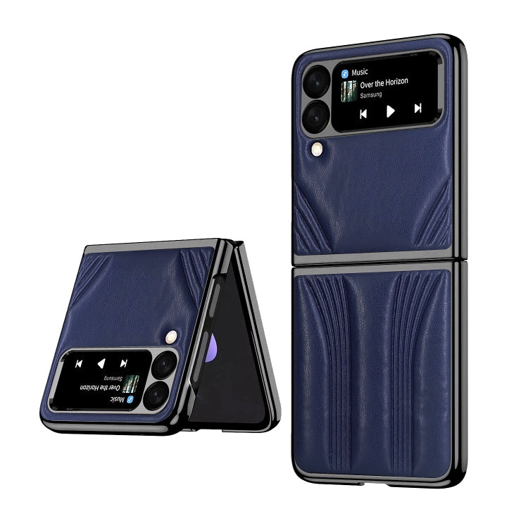 GKK Car Design PC+ Leather Texture Phone Case for Samsung Galaxy Z Flip3 5G (Blue)