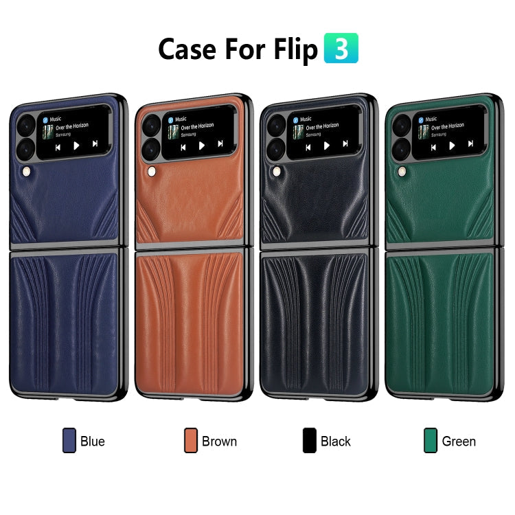 GKK Car Design PC+ Leather Texture Phone Case for Samsung Galaxy Z Flip3 5G (Brown)