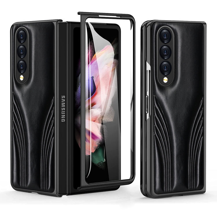 GKK Car Design PC+ Leather Texture Phone Case for Samsung Galaxy Z Fold3 5G (Black)