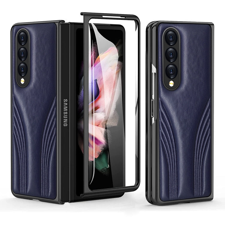 GKK Car Design PC+ Leather Texture Phone Case for Samsung Galaxy Z Fold3 5G (Blue)