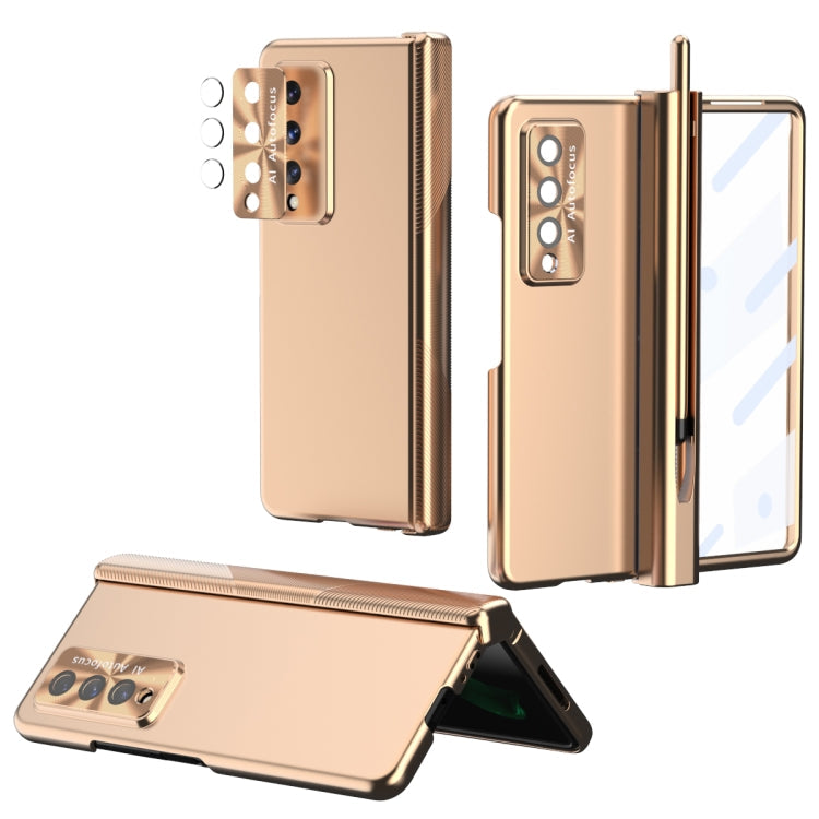 Gold Electroplated Hinged Folding Phone Case for Samsung Galaxy Z Fold3 5G with S Pen Fold Edition
