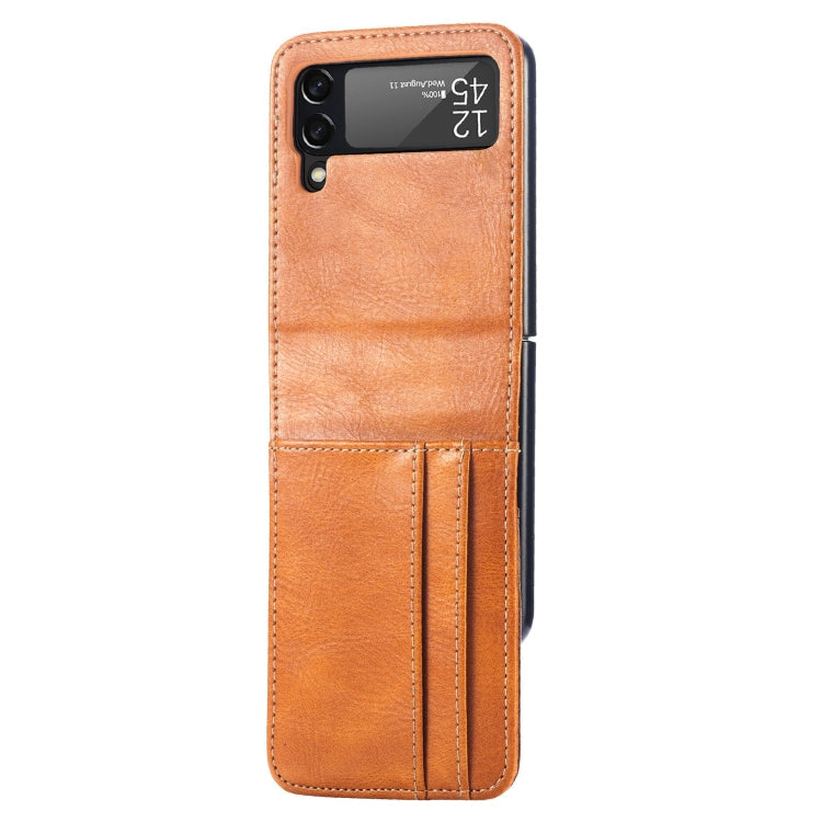 Samsung Galaxy Z Flip4 5G Vertical Flip Leather Phone Case with Card Slot (Brown)