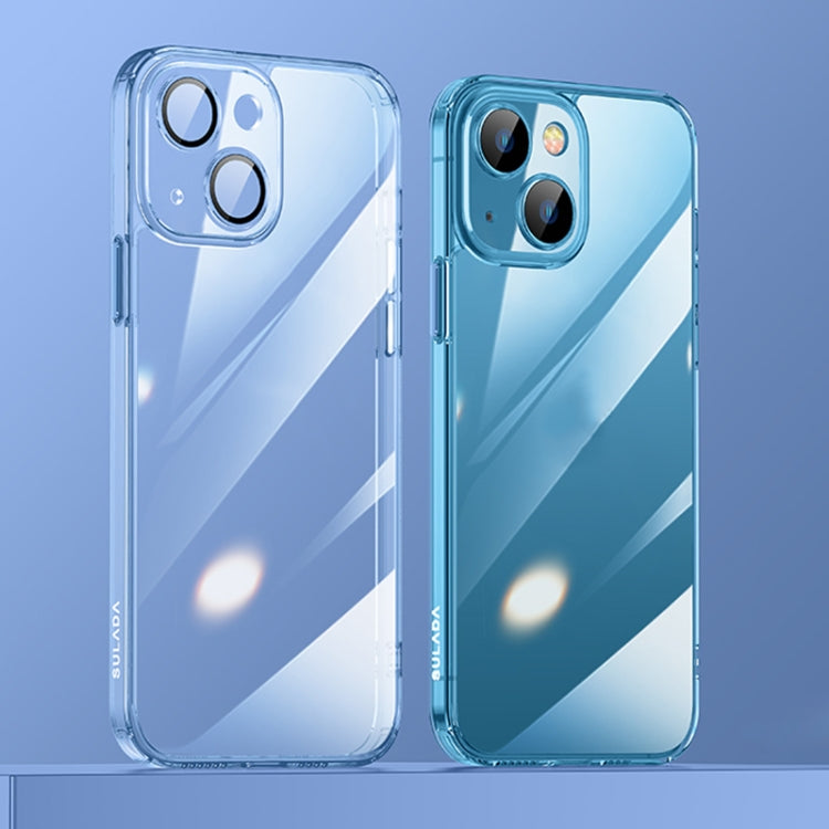 SULADA Crystal Steel Series Diamond Glass + TPU Phone Case for iPhone 13 (Blue)