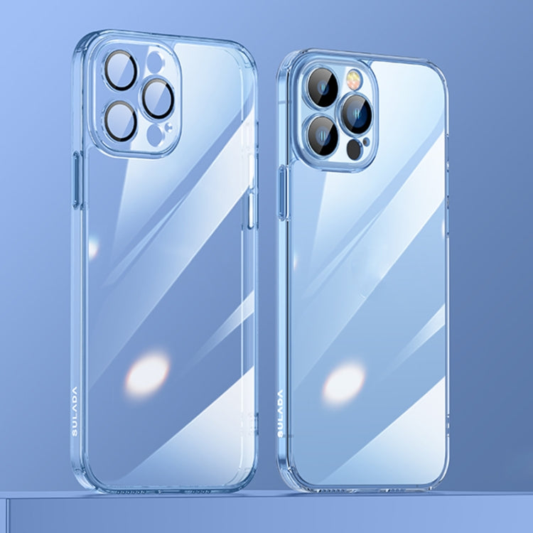 SULADA Crystal Steel Series Diamond Glass + TPU Phone Case for iPhone 13 Pro Max (Blue)