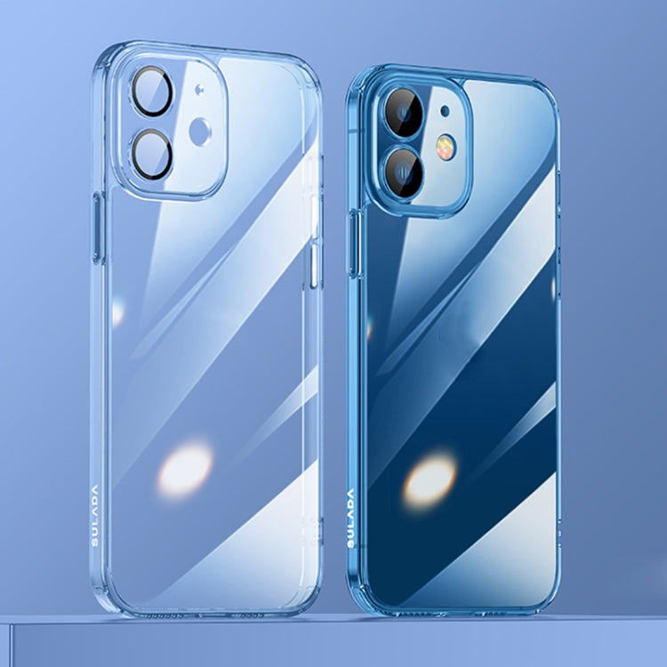 SULADA Crystal Steel Series Diamond Glass + TPU Phone Case for iPhone 12 (Blue)