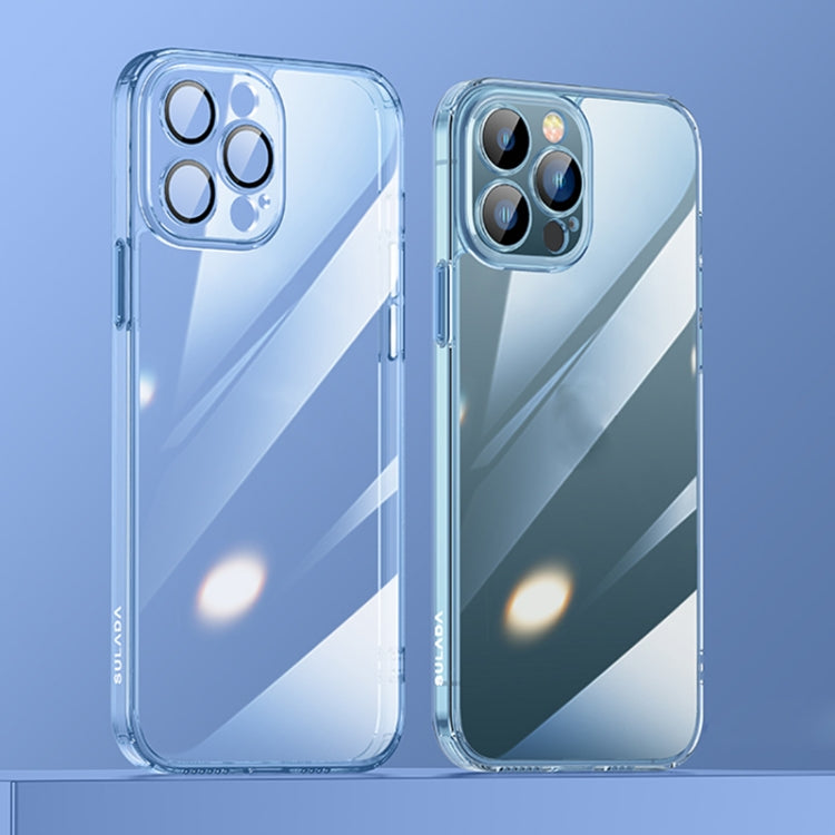 SULADA Crystal Steel Series Diamond Glass + TPU Phone Case for iPhone 12 Pro Max (Blue)