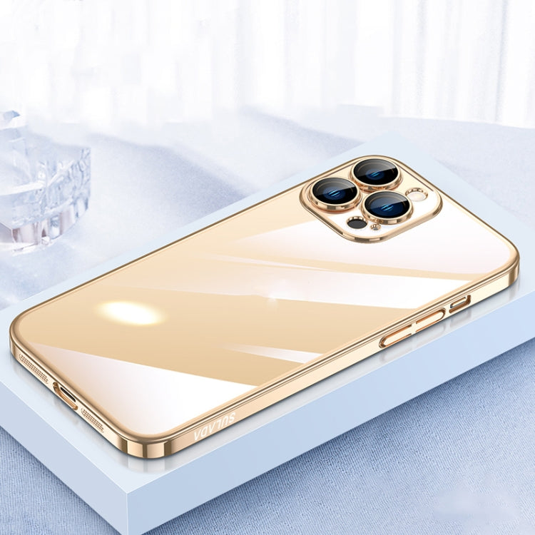 SULADA JINGJIA Series Lens Protector PC Phone Case for iPhone 13 Pro (Gold)