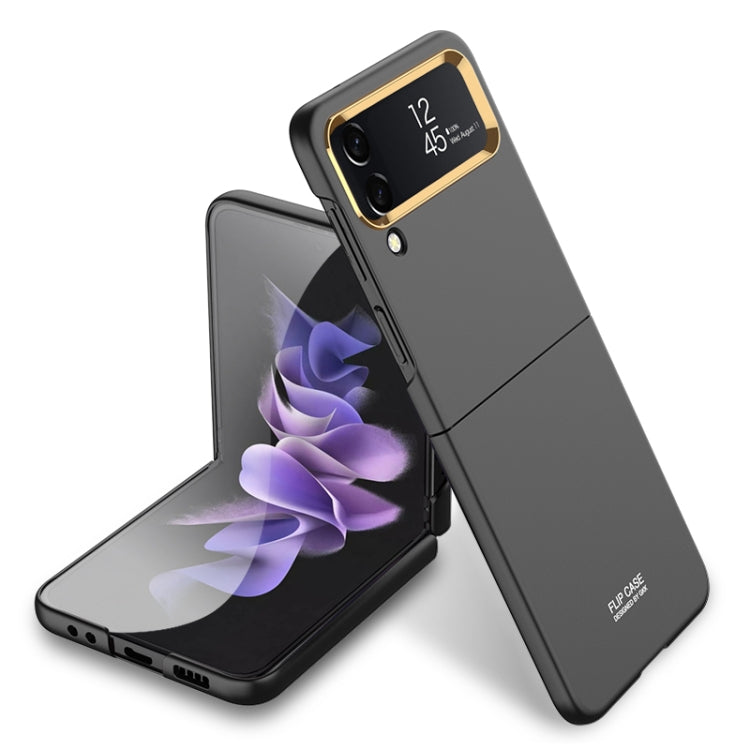 GKK Ultra-thin Electroplated Lens Frame Phone Case for Samsung Galaxy Z Flip4 (Black)
