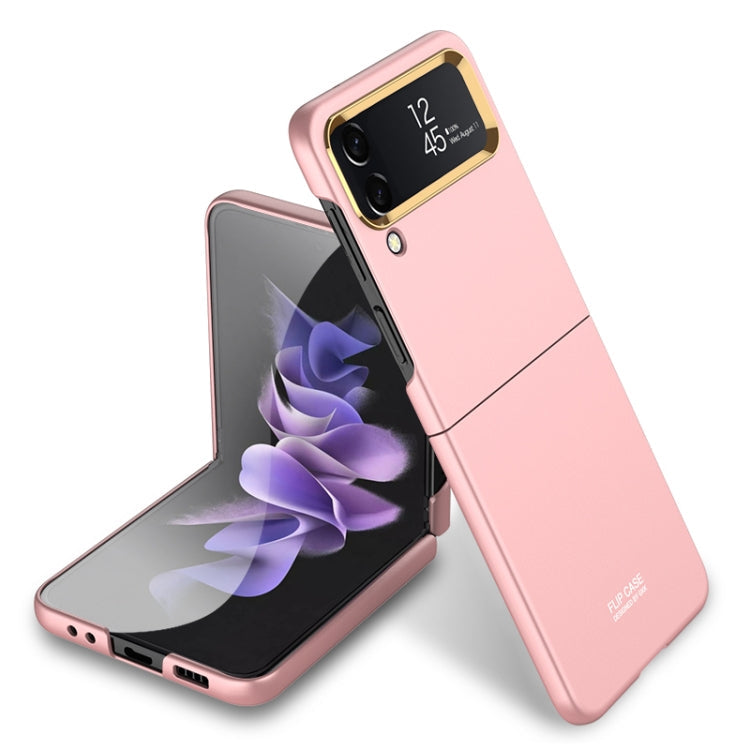GKK Ultra-thin Electroplating Lens Frame Phone Case for Samsung Galaxy Z Flip4 (Rose Gold)