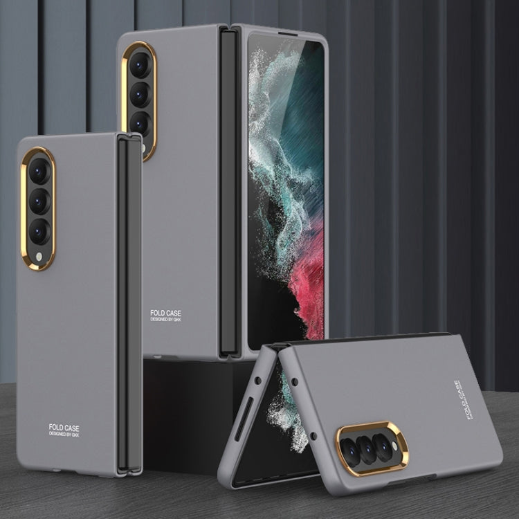 GKK Ultra-thin Electroplating Lens Frame Phone Case for Samsung Galaxy Z Fold4 (Grey)