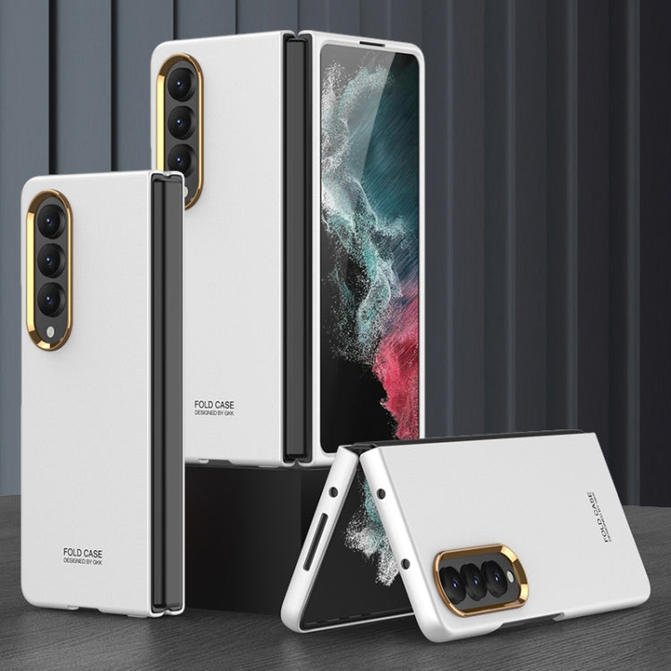 Ultra-thin Electroplating Lens Frame Phone Case for Samsung Galaxy Z Fold4 in White
