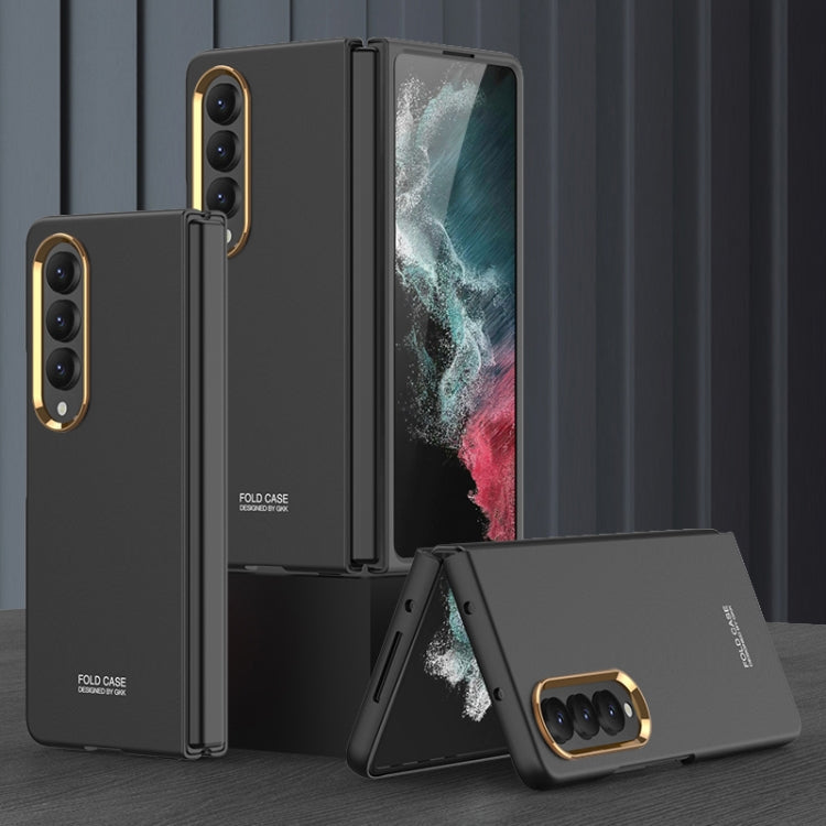 GKK Ultra-thin Electroplating Lens Frame Phone Case for Samsung Galaxy Z Fold4 (Black)