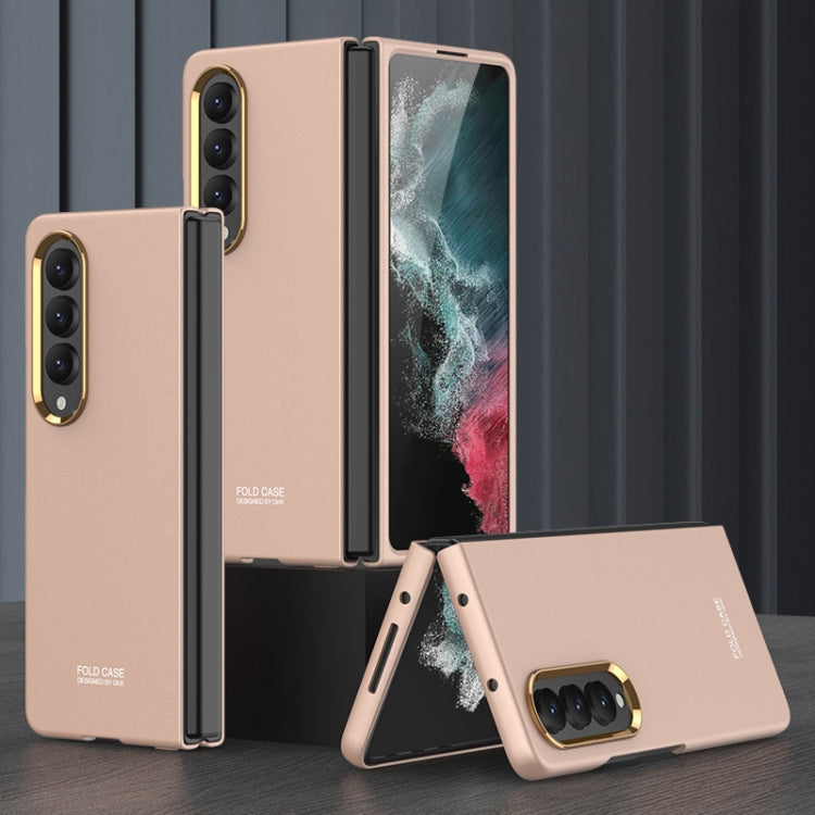 GKK Ultra-thin Electroplating Lens Frame Phone Case for Samsung Galaxy Z Fold4 (Rose Gold)
