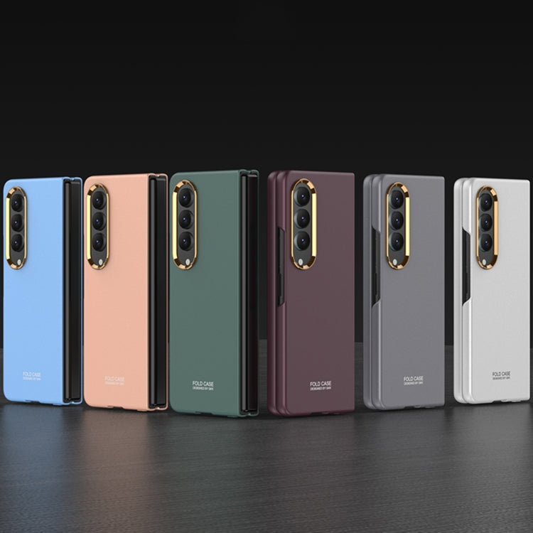 GKK Ultra-thin Electroplating Lens Frame Phone Case for Samsung Galaxy Z Fold4 (Rose Gold)