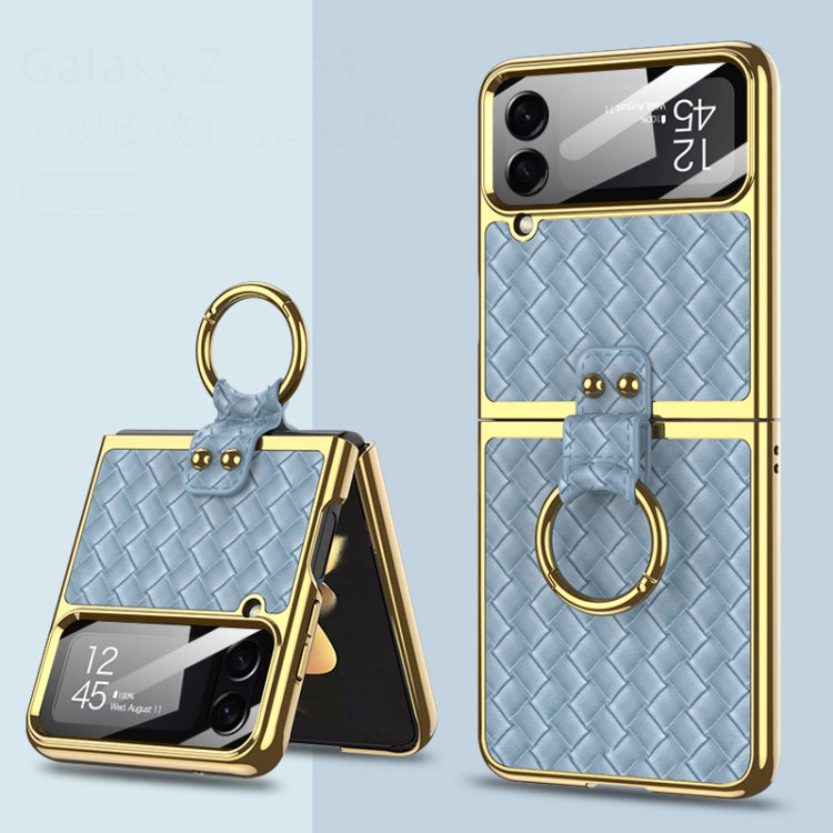 Blue Weave Texture Electroplating Protective Phone Case for Samsung Galaxy Z Flip4 by GKK