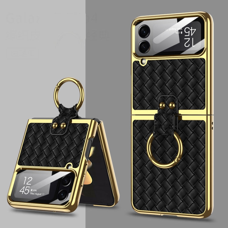 Black GKK Weave Texture Electroplating Protective Phone Case for Samsung Galaxy Z Flip4