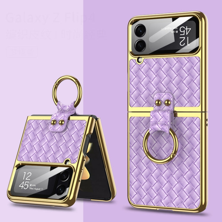 GKK Weave Texture Electroplating Protective Phone Case for Samsung Galaxy Z Flip4 (Purple)